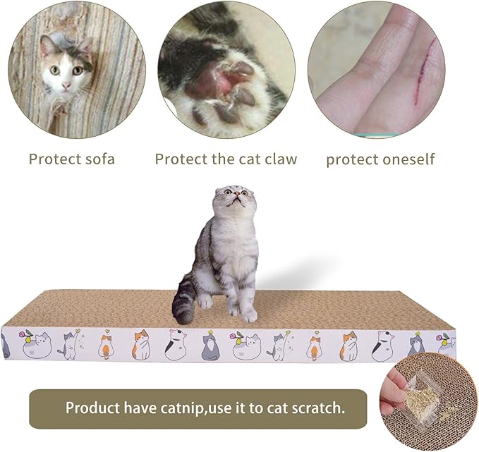 8 Packs cat Scratch pad Toys Reversible cat Scratching Post Cardboard cat scratchers for Indoor Cats Sleep Play and Grind Claws