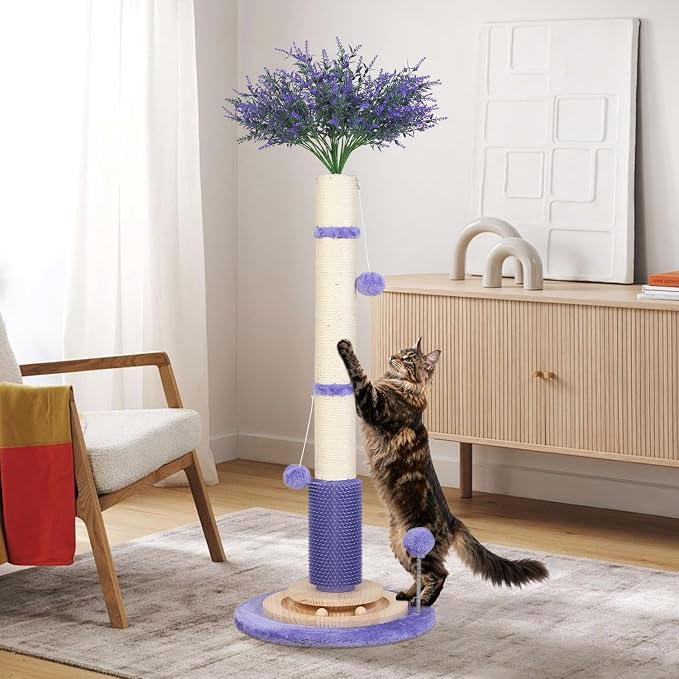 Cat Scratching Post,45'' Tall Vertical Cat Scratcher Tree Toys for Indoor Large Adults
