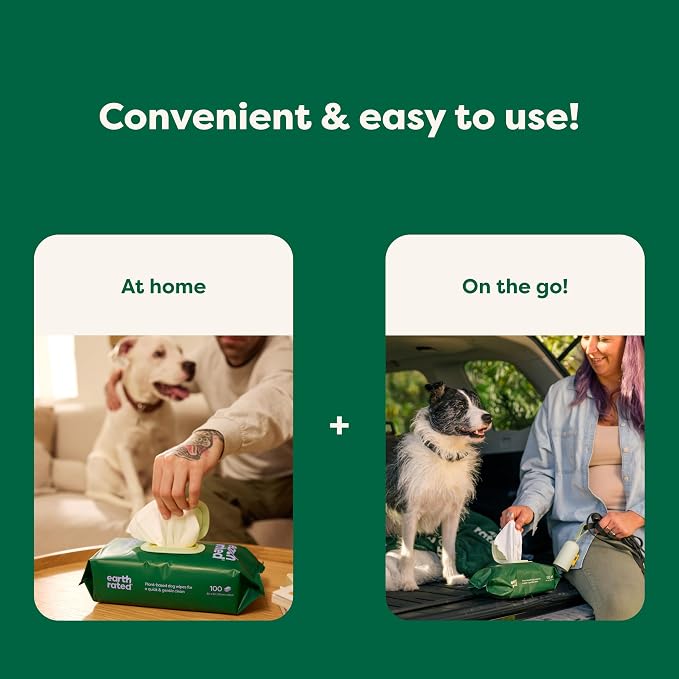 Earth Rated Dog Poop Bag Refill Rolls and Grooming Wipes Bundle, Includes Includes 1 Poop Bag Dispenser, 900 Leak Proof and Extra Thick Waste Bags and 400 Grooming Wipes, Lavender Scented