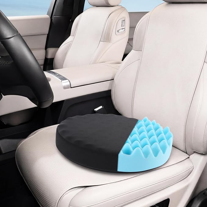 ROYALAY Swivel Seat Cushion for Car for Elderly, 360 Degree Rotating Memory Foam Car Seat Cushion, Portable Turning Disc Chair Assist for Seniors, Non-Slip Round Seat Pad, 13 x 13 x 2.7 Inch