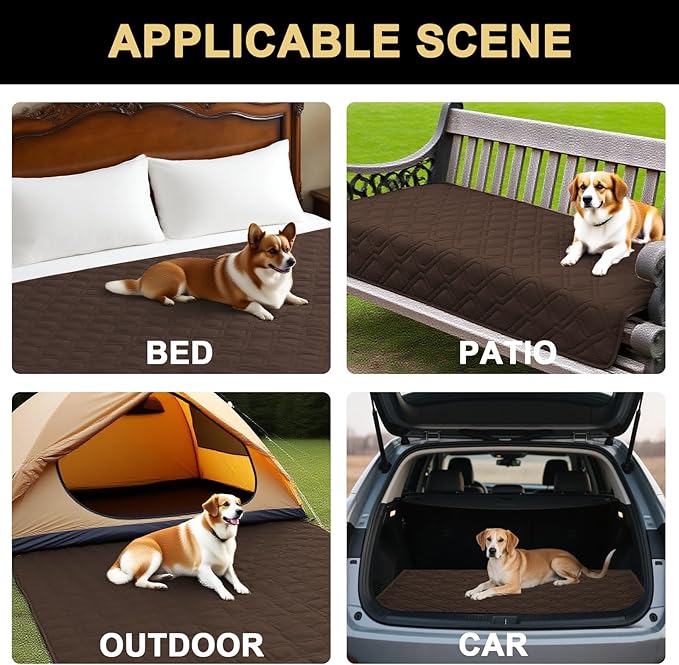 PrinceDeco Waterproof Dog Blanket Replacement Dog Bed Cover with Anti-Slip Back Washable Large Pet Blanket for Furniture Bed Couch Sofa32x74 Inch,Brown