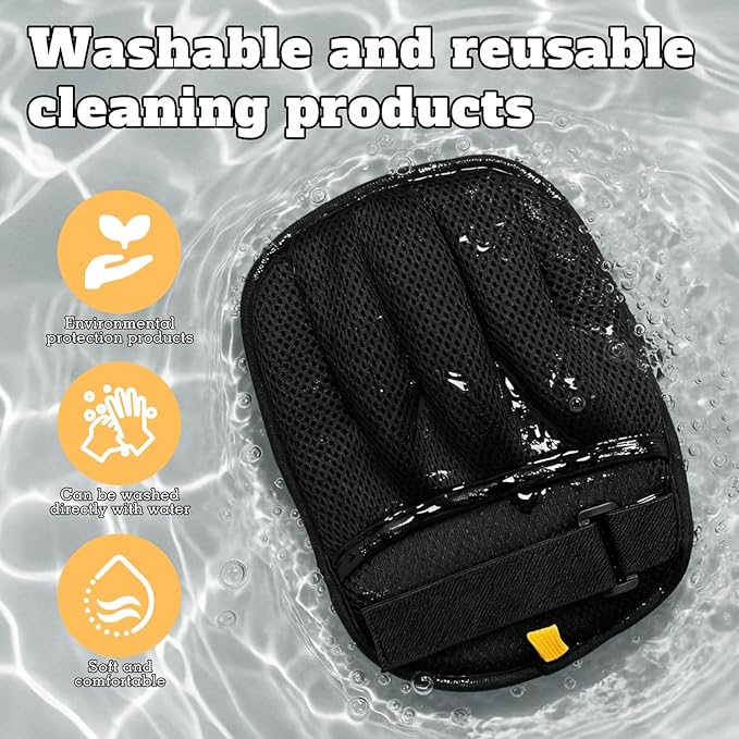 Upgraded Pet Hair Removal Gloves for Cats & Dogs, Reusable Five-Finger Static Cleaning Glove with Adjustable Strap, Pet Hair Remover Tool On Clothes, Furniture, Bedroom and Car Interior