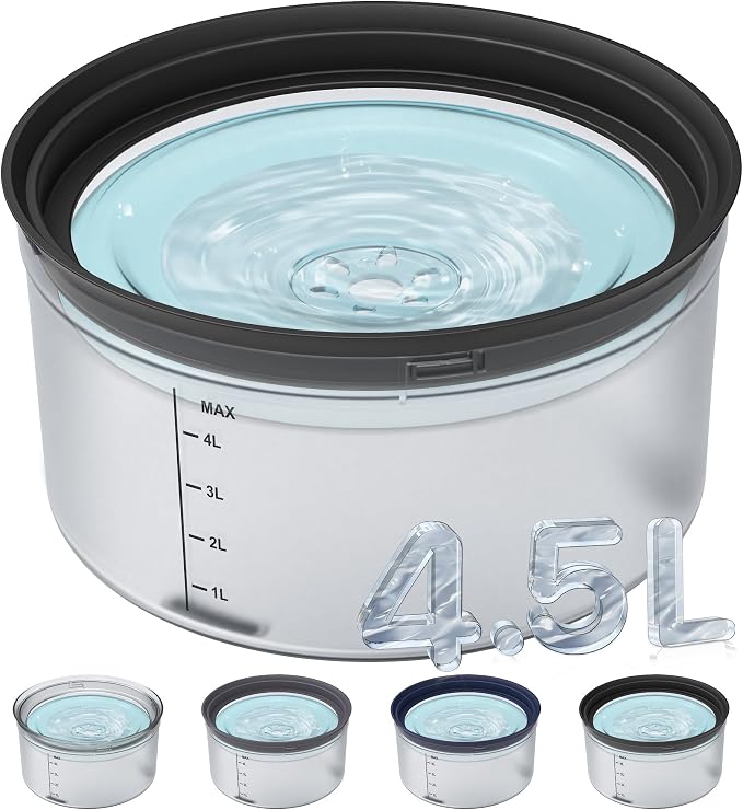 Decflow 1.2Gallon Dog Water Bowl No Spill, 4.5L Large Capacity Spill Proof Dog Bowls with Transparent Floating Disk, No Splash Slow Drinking Dog Bowl for Sloppy Messy Drinkers