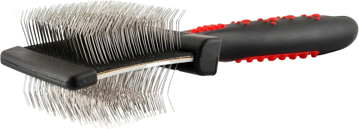 Jeffers Pet Double Sided Grooming Slicker Brush for Dogs, Cats, Puppies – Flexible Head with Stainless Steel Pins – Detangler Tool for Mats, Loose Fur, Shedding – Home or Professional Use - Small
