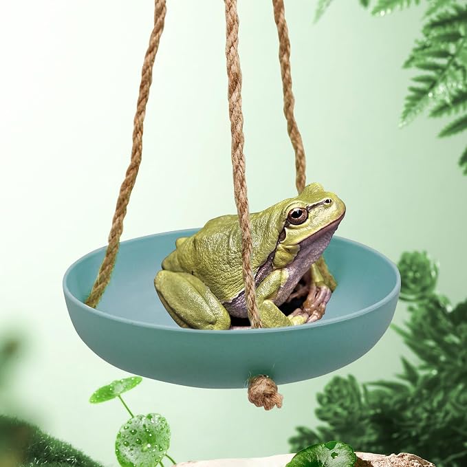 Frog Swing Toys, Plastic Reptile Amphibian Climbing Toys, Tank Aquarium Terrarium Decoration Accessories, Suitable for Frog Gecko Lizard Chameleon Hermit Crab (Blue, Small)