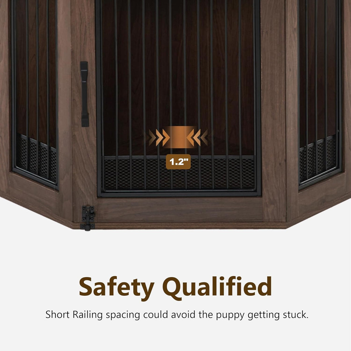 MCombo Small Corner Dog Crate Furniture with Glass Shelves, Wooden Dog Kennel Furniture with Door, Pet Crate Indoor Use, CN17 (Brown)