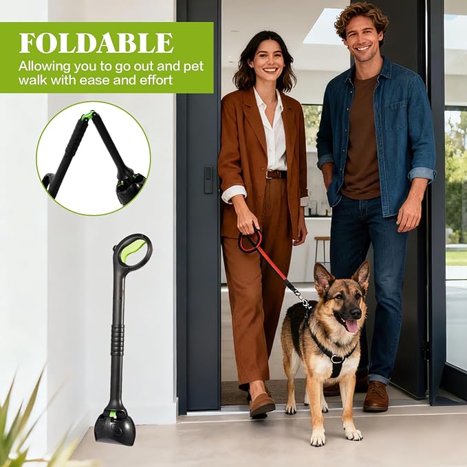 Heavy Duty Dog Poop Scooper, Lightweight & Easy to Use, with Long Handle | Sturdy & Durable, Easy Single-Hand Operation, No More Bending, High-Strength Material, Suitable for Grass and Gravel Pick Up