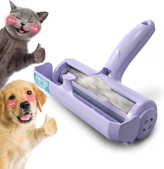 DELOMO Pet Hair Remover Roller: Reusable Lint Roller with Large Fur Bin - Portable Cat and Dog Hair Remover for Couch, Bedding, Car, Rugs & Furniture, Effective and Eco-Friendly, for Multi-Pet Homes