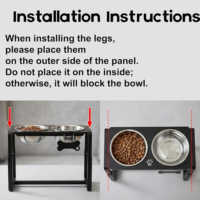 Metal Elevated Dog Bowls, Raised Dog Bowls for Medium/Large Sized Dogs with Two 58oz Stainless Steel Food Bowls, 3 Adjustable Height (8.8"/11.5"/14") Dog Bowl Stand Protect Neck & Joints