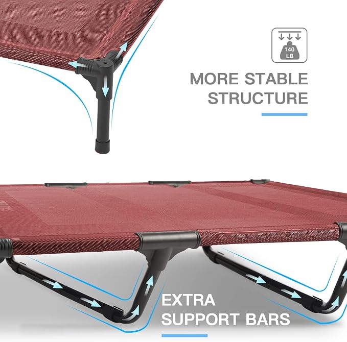 Elevated Dog Bed Waterproof Outdoor, Portable Raised Dog Beds, Dog Cot Off the Floor, Dog Bed Easy Clean Indoor or Outdoor Use, X Large, Red