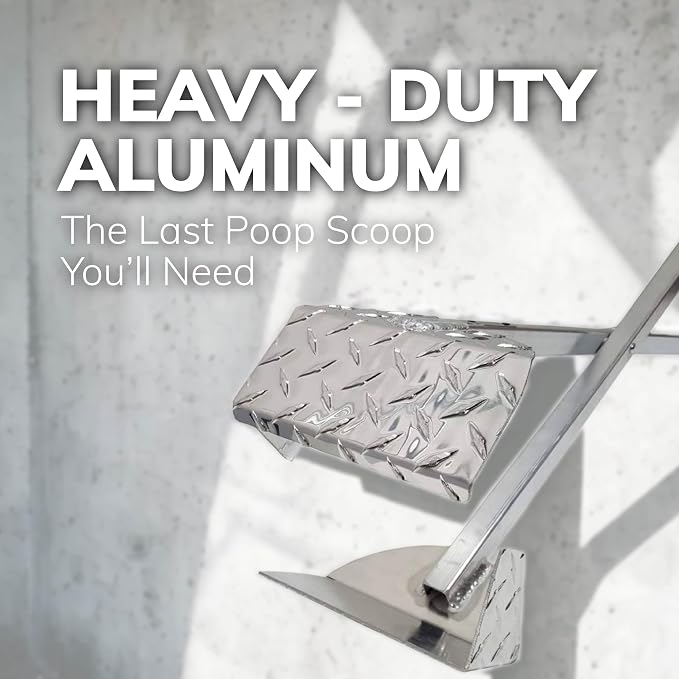 ActiveDogs Dog Pooper Scooper, Heavy Duty Flat Aluminum Dog Scoop | With Flat Aluminum Rake For Fast Cleanup On Concrete, Asphalt And Hard Surfaces