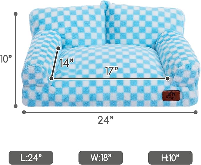 Hollypet Small Dog Large Cat Bed Puppy Couch Beds for Pets up to 25 lbs | Fluffy Dog Cat Couch Plush Soft Warming Pets Beds with Machine Washable Cover and Non-Slip Bottom