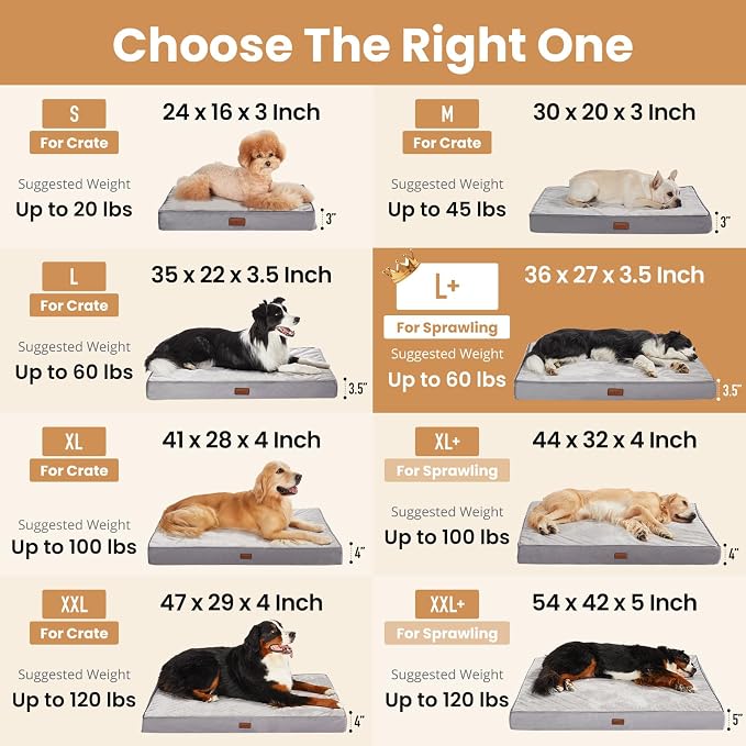 OhGeni Orthopedic Waterproof Dog Bed for Medium Large Dogs, Machine-Washable Removable Cover in Easy-Clean Fabric, Reversible Memory Foam & Easy-Carry Handle, Wider and Larger, 36 inch (Pink)