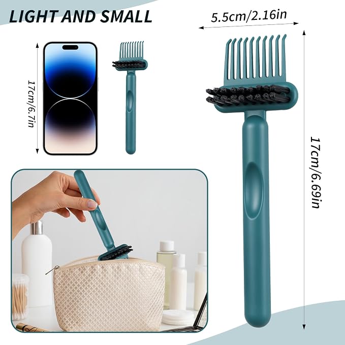 Yuanchu 2Pcs 2-in-1 Hair Brush Cleaner and Remover Tools, Dual-Sided Comb Effective Hairbrush Cleaner for Removing Hair and Dust Home Salon Travel Use(Green)