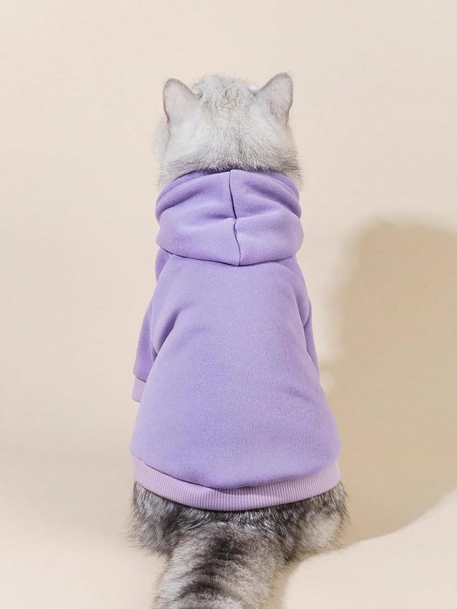 QWINEE Basic Dog Hoodie Sweatshirt Puppy Sweater Warm Cat Costumes Pet Clothes for Chihuahua Puppy Kitten Small Medium Dogs Mauve Purple XX-Small