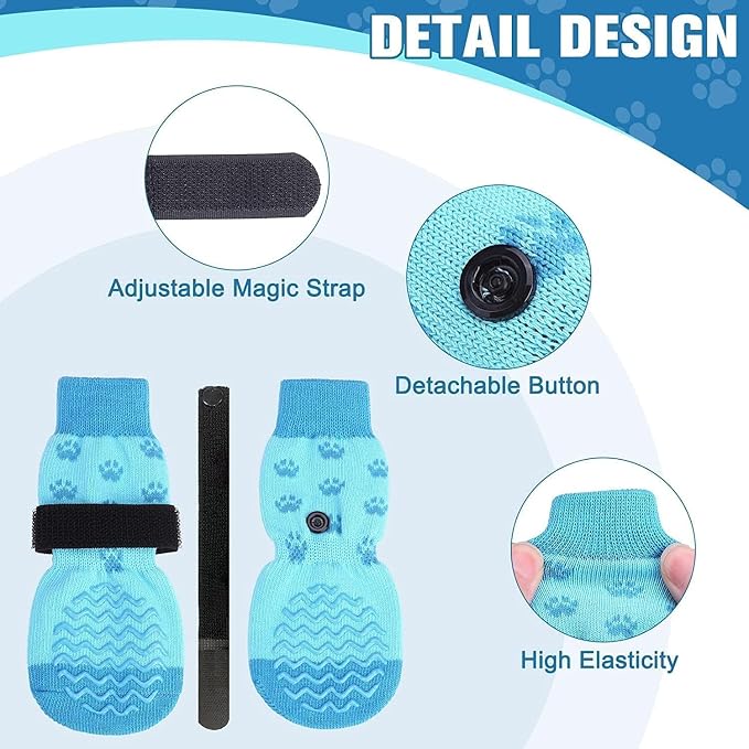 EXPAWLORER 6Pcs Anti Slip Dog Socks to Prevent Licking Paws, Dog Shoes for Hot Pavement Double Sides Dog Boots & Paw Protectors Booties for Hardwood Floors with Grip Small Medium Large Senior Dogs, XS