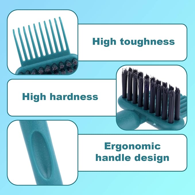 2-in-1 Comb Cleaner with Pick and Bristles, Portable Hair Brush Cleaner Tool Hairbrush Cleaning with Ergonomic Handle for Home Salon Travel Use Hairstylist Essentials (Green)
