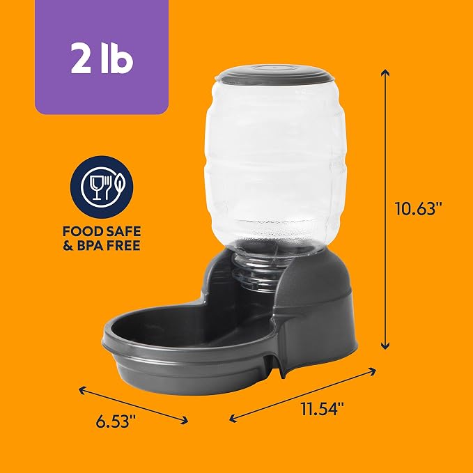 Petmate Replendish Automatic Dog Feeder Gravity Pet Treat Dispenser with Microban Protection Base, Wide Mouth Bowl, 100% BPA Free - 2 lb