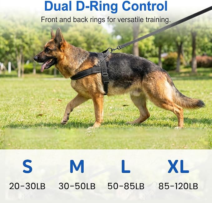 No-Pull Dog Harness with Handle, Adjustable Reflective Pet Vest Tactical Harness for Small Medium Large Dogs Walking Training, Front Clip, Escape Proof & Heavy Duty D-Ring (Pink, M)