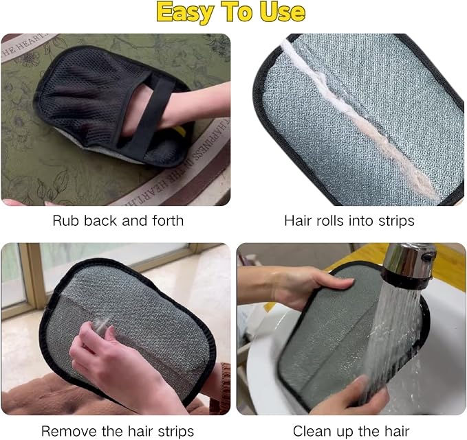 Pet Hair Removal Glove for Cats & Dogs - Upgraded Five-Finger Electrostatic Reusable Magic Brush, Machine Washable for Clothing, Couch, Carpet & Furniture