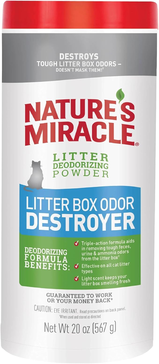 Nature's Miracle Litter Box Deodorizer, 20 Ounces, Litter Deodorizing Powder, Cat Odor Control Formula