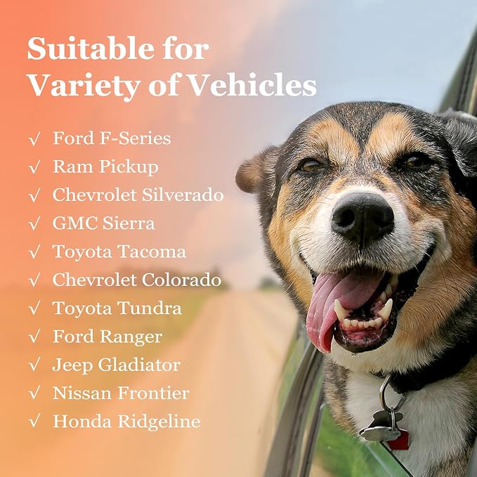 Mancro Waterproof Dog Hammock for Truck, Compatible with F150/RAM, Orange | Visible Mesh Window,Great Gift,Storage Pockets,Effortless Cleaning, designed for full-size trucks, water-resistant polyester