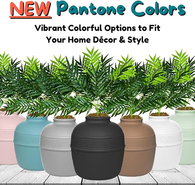 Good Pet Stuff Original Hidden Litter Box Planter, Decorative Cat Litter Enclosure with Carbon Filter, Artificial Palm Plant, Upgraded Design, Easy Clean Litter Tray, Essentials Kit, Black Suede