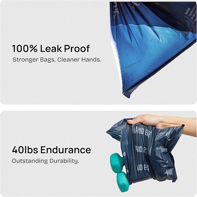 2026 New Edition, Fei & Eve Dog Poop Bags - Extra Thick 25 Micron & 100% Leak-Proof | Full Blackout & Odor-Locking | Stretch Resistant | Easy to Tear off | Waste Bags | Unscented | 20 Rolls