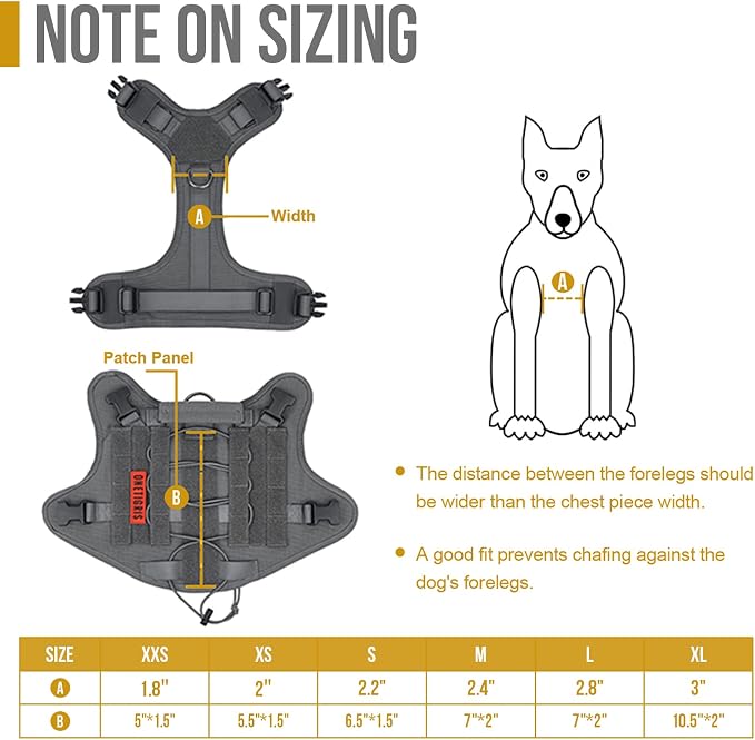 OneTigris Tactical Dog Harness Vest No-Pull Service Dog Vest for Small Dogs | 1000D Pullable Nylon, with Control Handle and Hook & Loop Panels, Easy On & Off, Adjustable for Walking Training Gray S