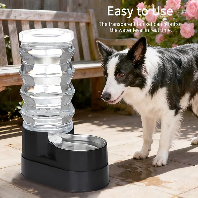 RIZZARI 9L Elevated Dog Water Dispenser: Large Stainless Steel Bowl | Comfortable Elevated Design/Cleaner Drinking Surface/Busy Pet Owner Friendly/Indoor Everyday Use/Easy Daily Maintenance