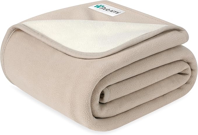 PetAmi Waterproof Dog Blanket for Medium Large Pets Dogs Cats, Pet Couch Cover Protector for Furniture, Reversible Washable Soft Fleece Cat Blanket for Bed Couch Sofa, 40x60 (Taupe/Beige)
