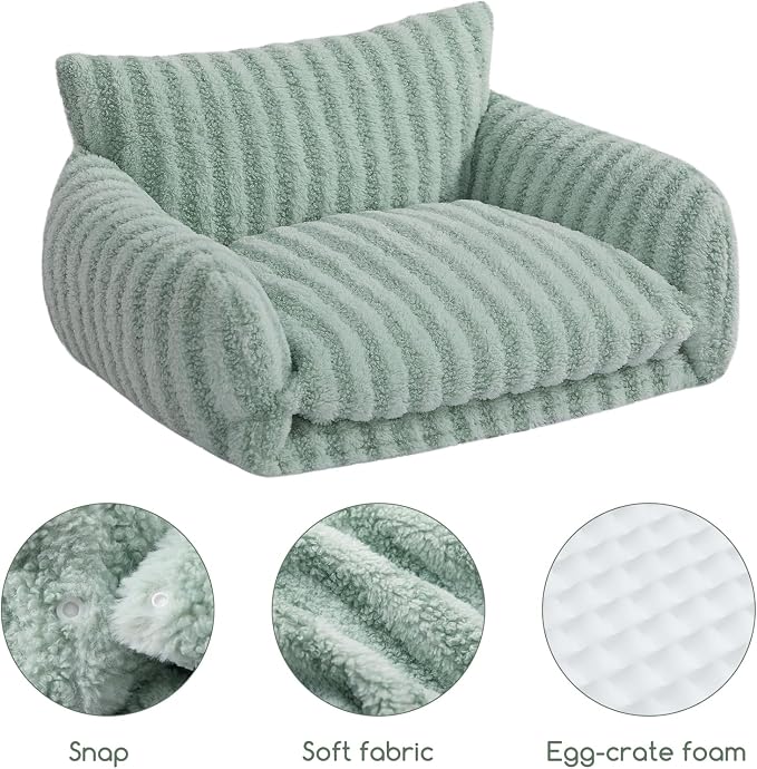 Hollypet Cat Bed Small Dog Orthopedic Couch Beds for Pets up to 20 lbs | Fluffy Multifunctional Double-Layer Warming Kitten Pet Couch Orthopedic Beds with Machine Washable Cover and Non-Slip Bottom