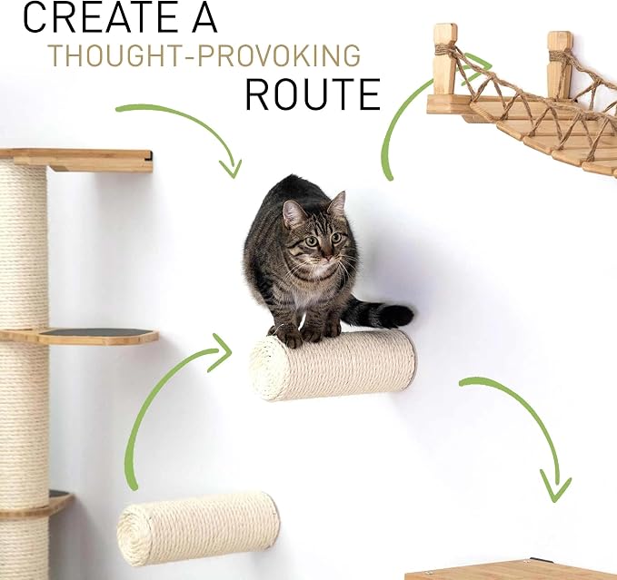 CatastrophiCreations Lift Wall Mounted Cat Tree Shelves, Onyx/Natural, One Size