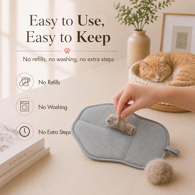 Pet Hair Remover for Bed, Couch & Clothes, Reusable Lint Roller Alternative, 2-Pack Cat Hair Remover for Furniture, No Refills Needed