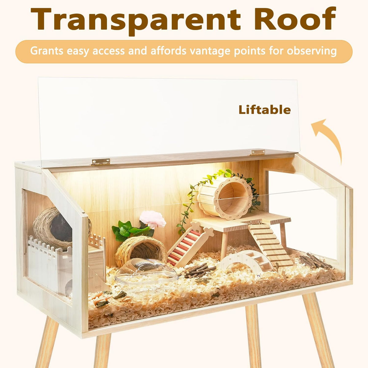 Prolee Hamster Cage with Legs, Guinea Pig Cages Chew Proof, Hamster House, Hamster Cages and Habitats, 48" L x 20" W x 47.6" H