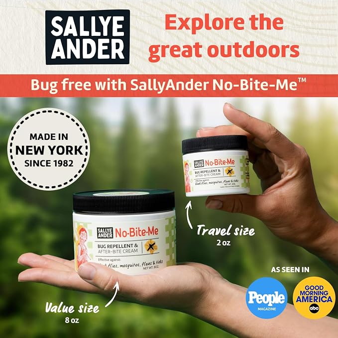 SALLYEANDER No Bite Me Natural Bug & Insect Repellent Lotion - DEET-Free Anti-Itch Cream - Safe for Kids, Infants & Adults - Repels Mosquitoes, Black Flies, Fleas & Ticks - Made in USA, 2oz