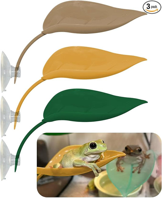 Tree Frog Terrarium Accessories, 3PCS Turtle Basking Platform | Aquarium decor with 3 suction cups, multifunctional reptile tank accessories for leopard gecko, snake, gecko, bearded dragon