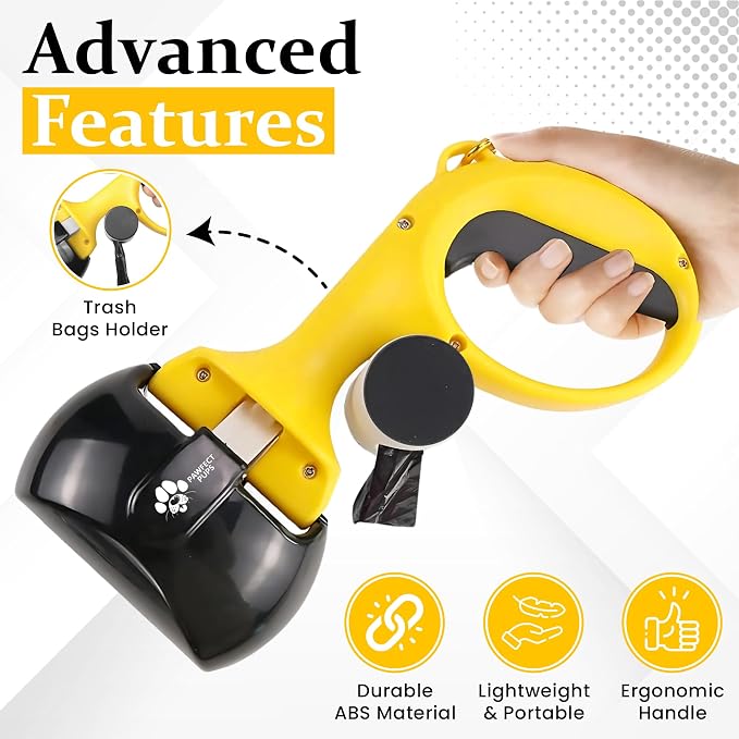 Dog Pooper Scooper for Small & Medium Dogs, 10” x 5” Lightweight Poop Scooper with Ergonomic Comfort Grip, Non-Stick Surface, Portable & Easy to Clean