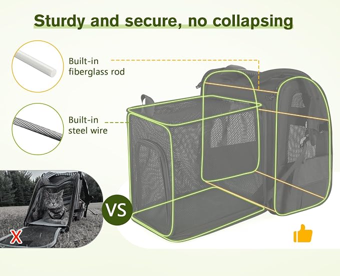 pecute Cat Backpack Breathable, Cat Carrier Backpack Expandable