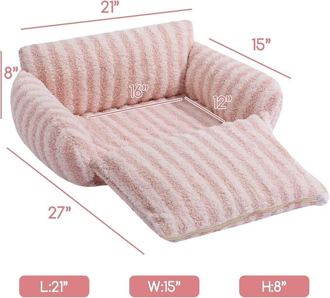 Hollypet Cat Bed Small Dog Orthopedic Couch Beds for Pets up to 13 lbs | Fluffy Multifunctional Double-Layer Warming Kitten Pet Couch Orthopedic Beds with Machine Washable Cover and Non-Slip Bottom
