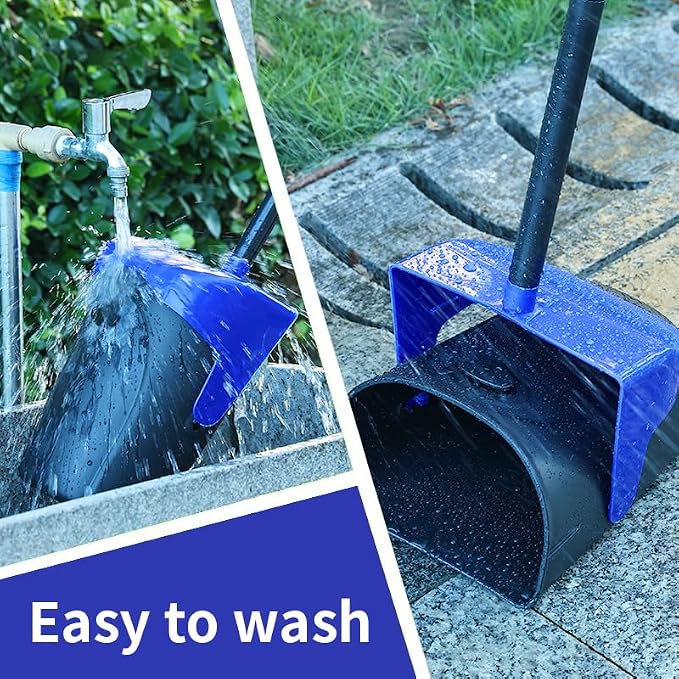 Pooper Scooper Large Swivel Bin & Rake with 160 Waste Bags,Heavy Duty Dog Pooper Scooper with Bag Attachment for Large Small Dogs, Long Handle Poop Scooper with Lid for Yard, Grass, Gravel (Blue)