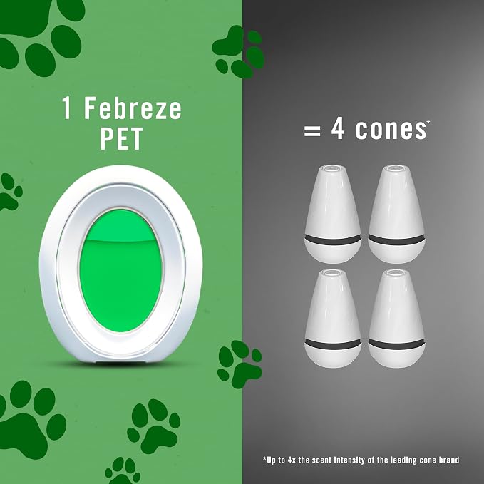 Febreze Multicolor Bathroom Air Freshener,Odor-Fighting,Plug in Alternative,Air Fresheners for Home,Bathroom,Kitchen,and Closet,Heavy Duty Pet Scent,4 Count (Pack of 2)