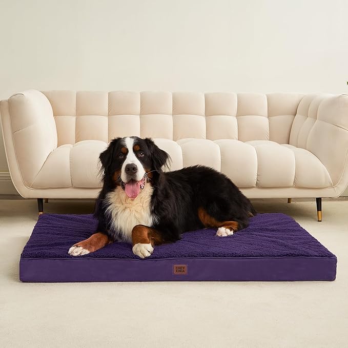 EHEYCIGA Orthopedic Dog Bed Extra Large with Removable Washable Cover, 44IN | Egg Crate Foam Support, Durable Oxford fabric, Non-Slip Bottom, Machine Washable, Soft Waterproof Plush Pet Bed Mat For Crate