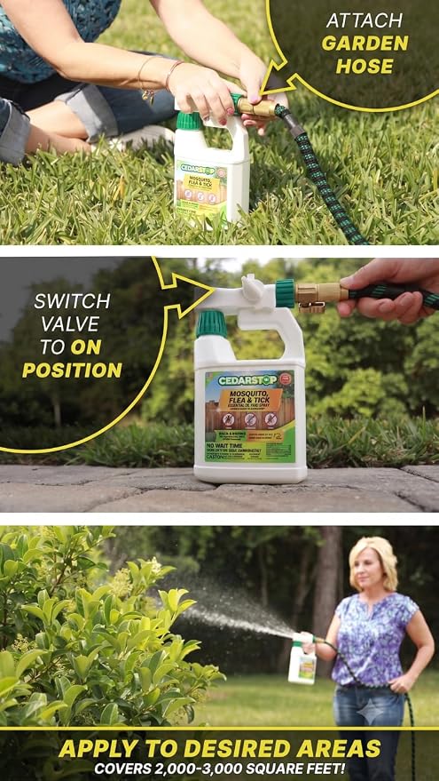 32 Ounce Essential Oil Yard Spray - Plant Based Flea, Tick and Mosquito Repellent Pest Control Spray Treatment and Insect Killer - Safe Around Kids, Pets, and Plants