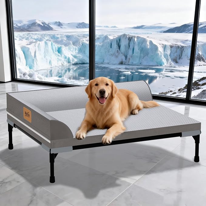 Elevated Cooling Dog Bed, Orthopedic Pet Bed for Large Dogs, Removable Washable Cover, Indoor & Outdoor Raised Pet Bed with Breathable Mesh, Size: 42"*30"*7"