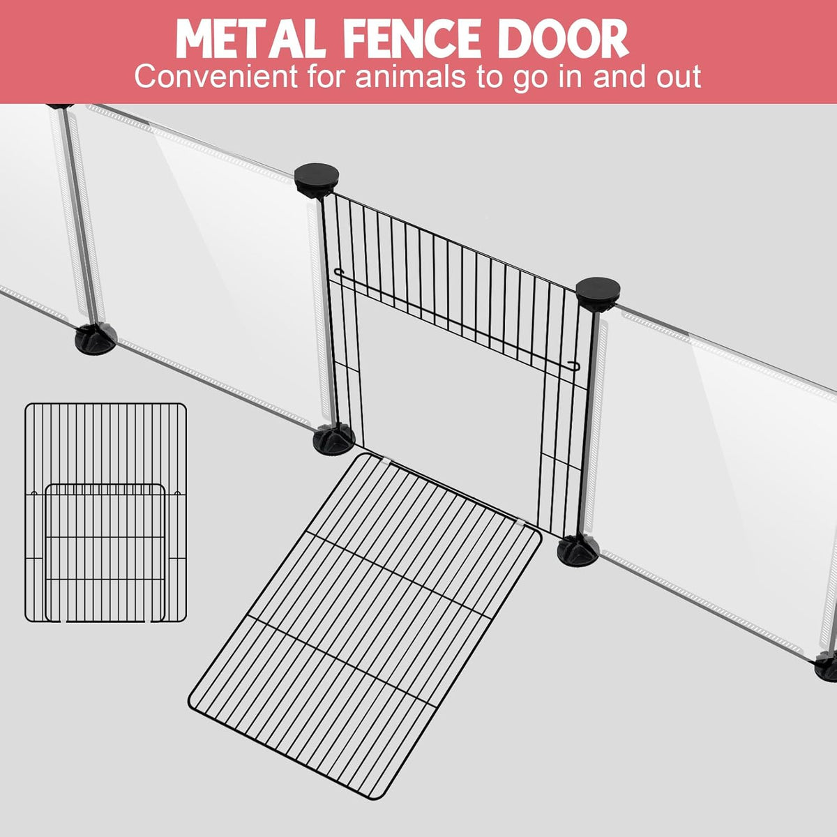 20 Panels Small Animals Playpen, 48" x 24" x 16" Transparent Pet Playpen with Waterproof Mat,Portable Plastic Enclosure Cage for Chicken/Guinea Pigs/Bunny/Ferrets/Hamsters/Hedgehogs Indoors Outdoor