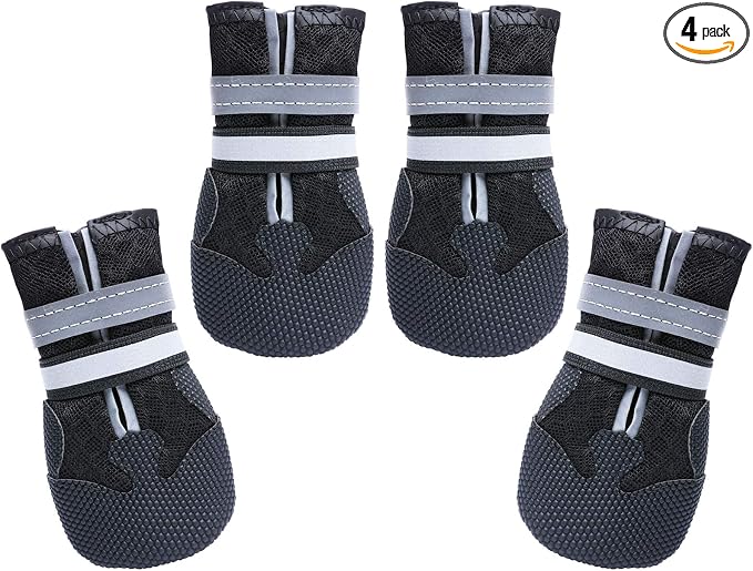 Dimicoo Breathable Dog Boots for Medium Large Dogs,Non-Slip Dog Shoes for Summer Hot Pavement,Lightweight Paw Protector Dog Booties for Outdoor & Indoor Hardwood Floors