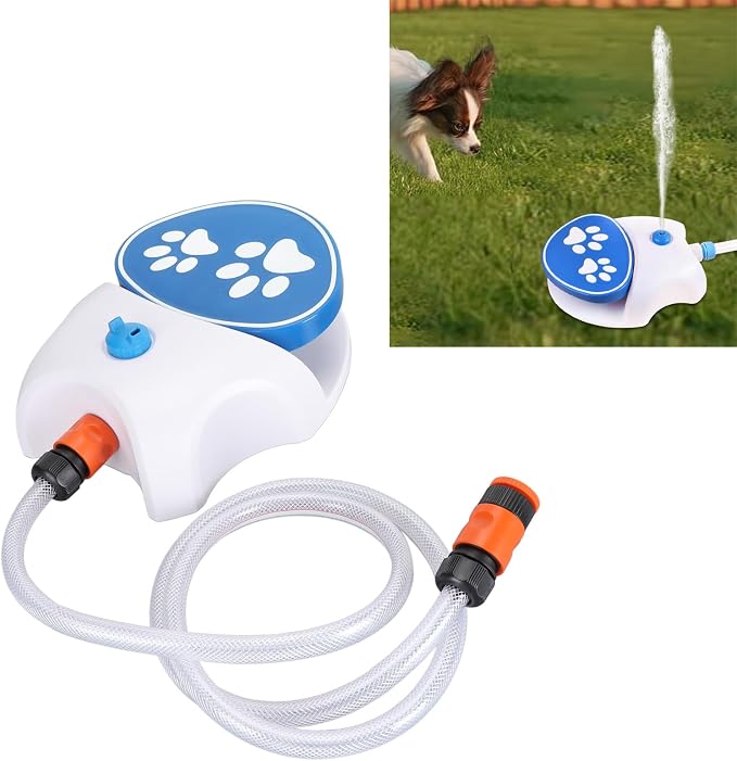 Outdoor Dog Water Fountain Step On, Large Dog Sprinkler Drinking Water Dispenser Sprinkler Paws Waterer with Hose10.43x8.27x3.15in
