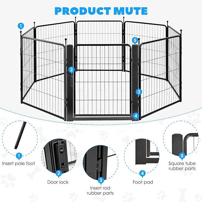 FreePet Dog Playpen for Indoor, Yard, RV Camping, 32 inch 8 Panels for Small and Puppy Dogs, Black│Patented (Black)