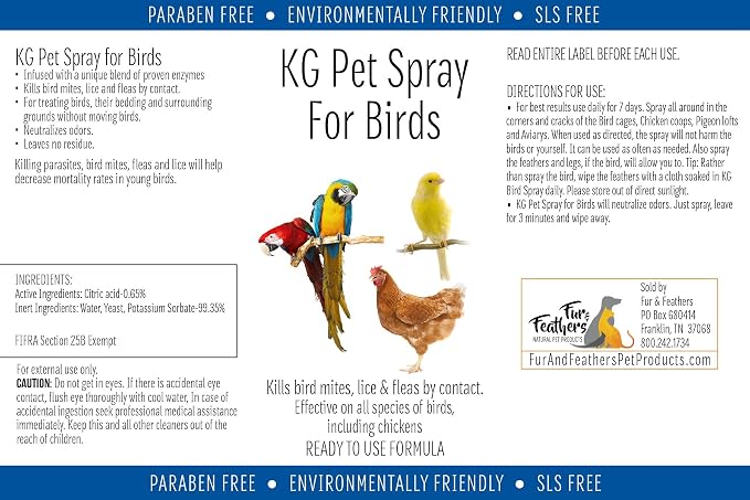 KG Pet Spray for Birds - Ready to Use Formula (16 oz)